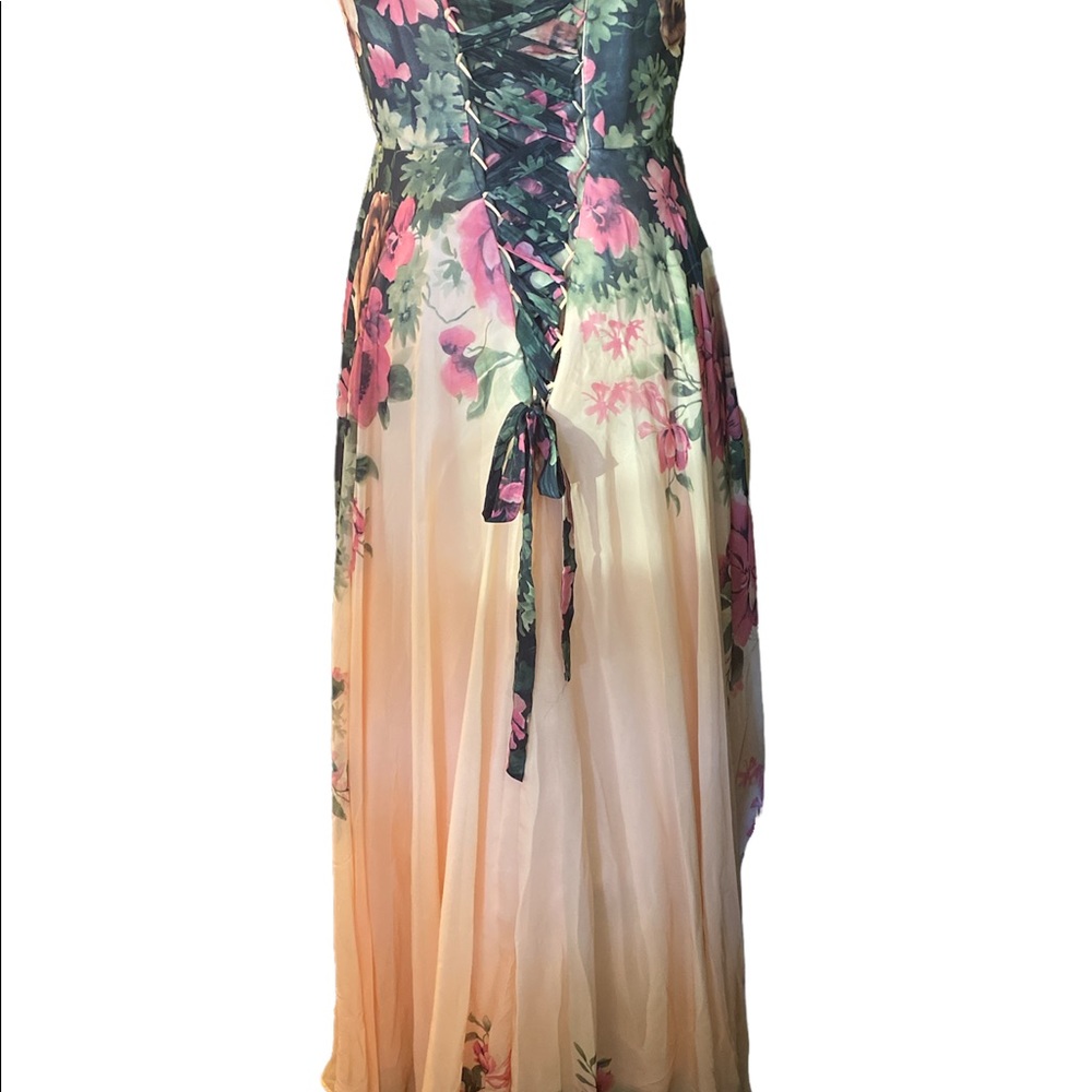 NWT Grace Karin Trailing Floral chiffon strapless gown size 8 - Picture 3 of 4